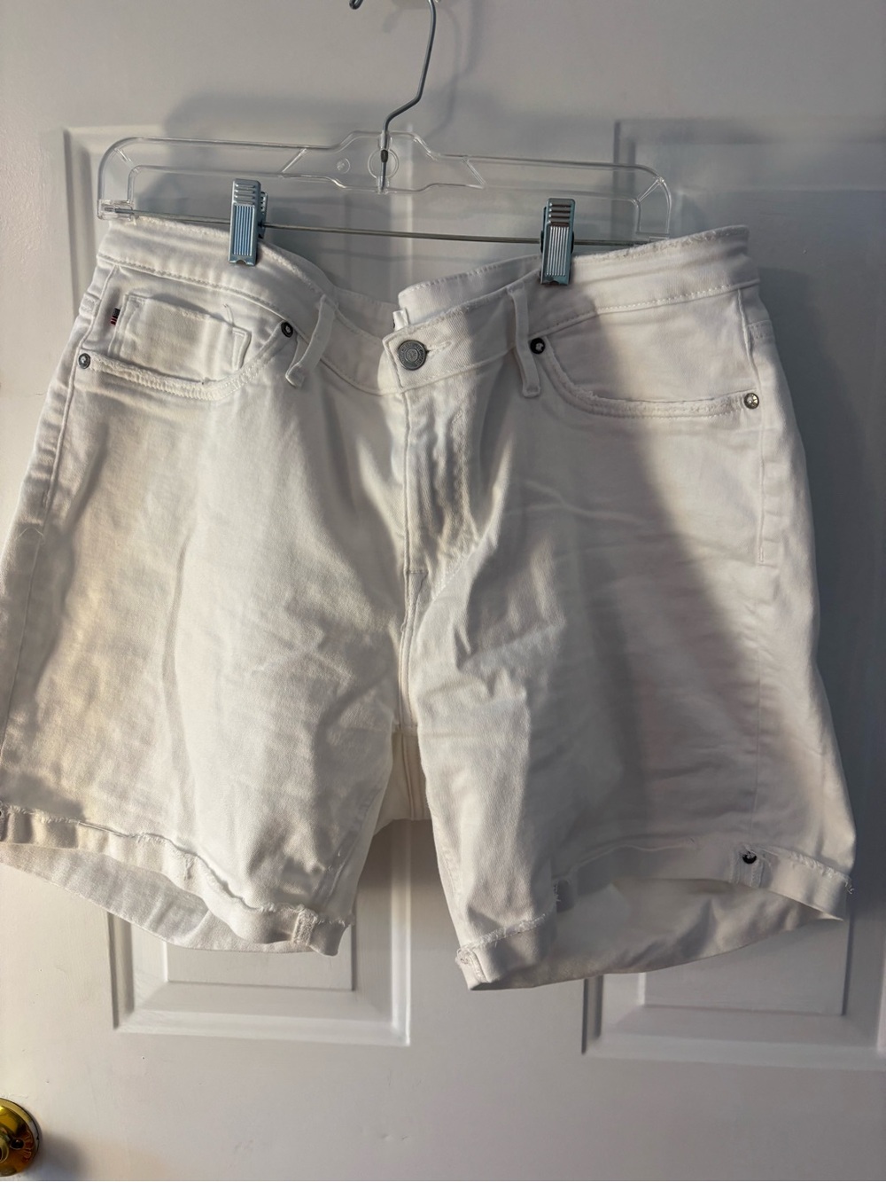 Vigoss White Denim Shorts with Branded Waistband